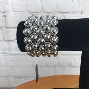 Silver Beaded Acrylic Stretch Bracelet - New with Tag